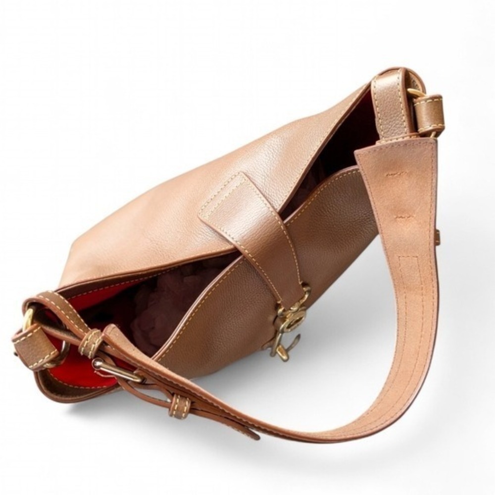 Dooney & Bourke Florentine Pebbled Leather Lily Bucket Bag Caramel - Picture 8 of 16